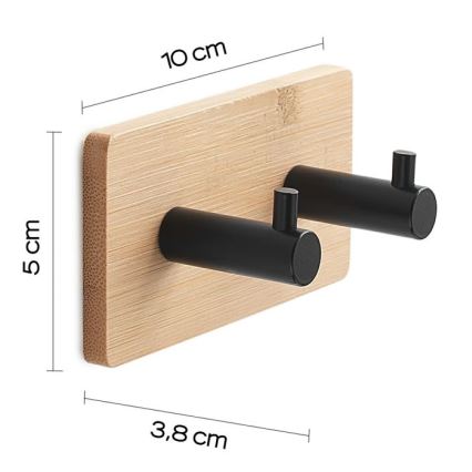 Gedy - Self-adhesive wall towel hanger HIMALAYA black/bamboo