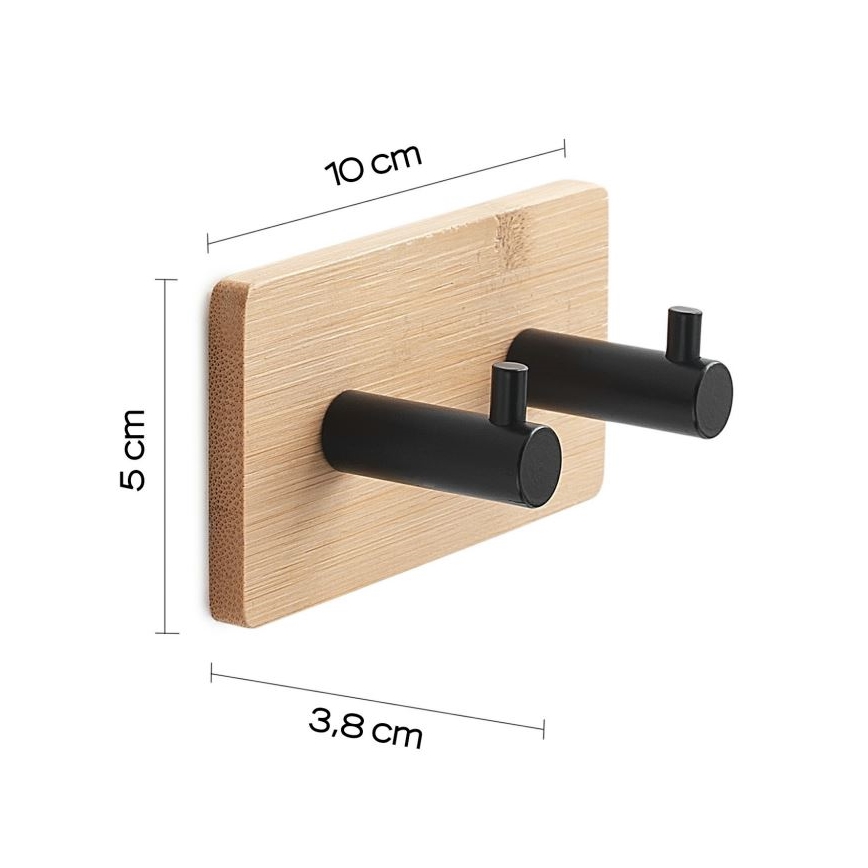 Gedy - Self-adhesive wall towel hanger HIMALAYA black/bamboo