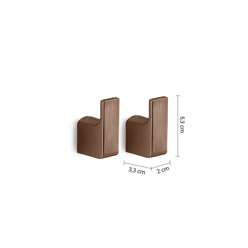 Gedy - Set of 2 PIRENEI Wall Hooks, Bronze