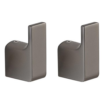 Gedy - Set of 2 PIRENEI Wall Hooks, Metallic Grey