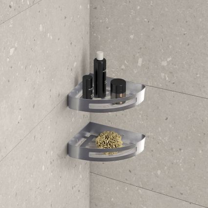 Gedy - SMART Corner Shower Shelf 21x4,5 cm Metallic Grey