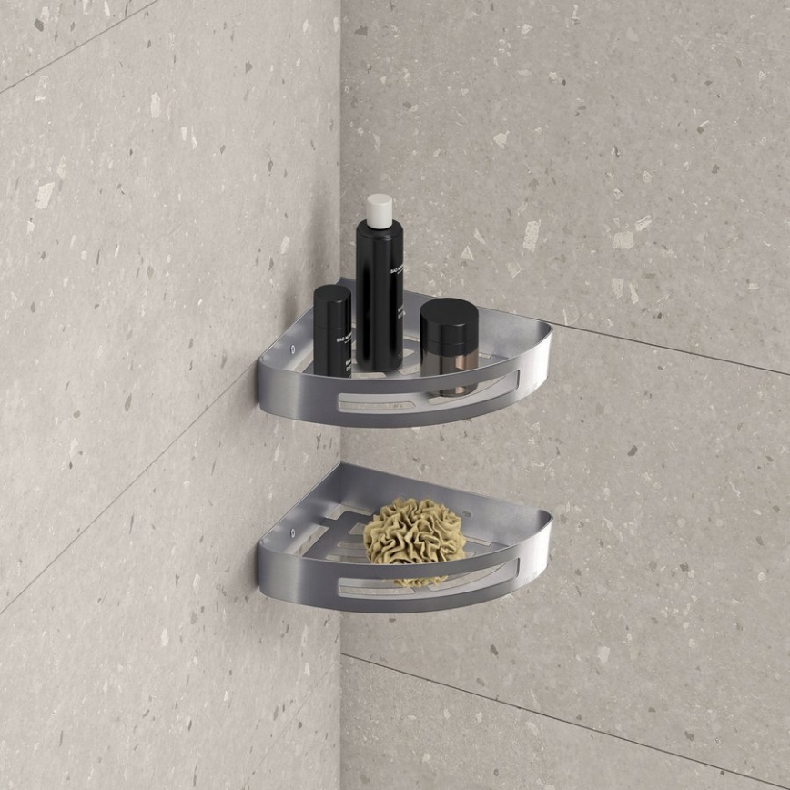 Gedy - SMART Corner Shower Shelf 21x4,5 cm Metallic Grey