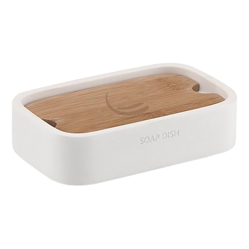 Gedy - Soap dish NINFEA white/bamboo