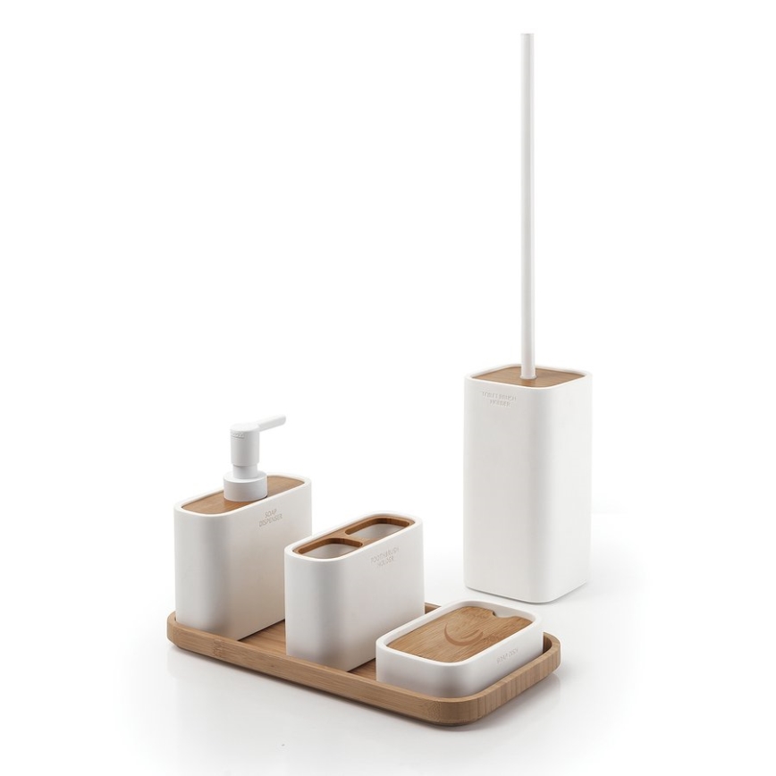 Gedy - Soap dispenser NINFEA white/bamboo