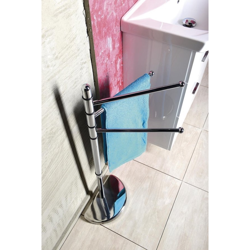 Gedy - Stand with towel hanger HIBISCUS 90,5 cm shiny chrome