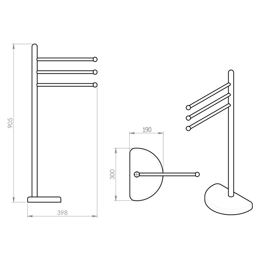Gedy - Stand with towel hanger HIBISCUS 90,5 cm shiny chrome