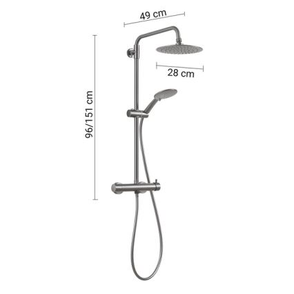 Gedy - STAR PLUS Shower Set with Mixer Tap, Metallic Grey