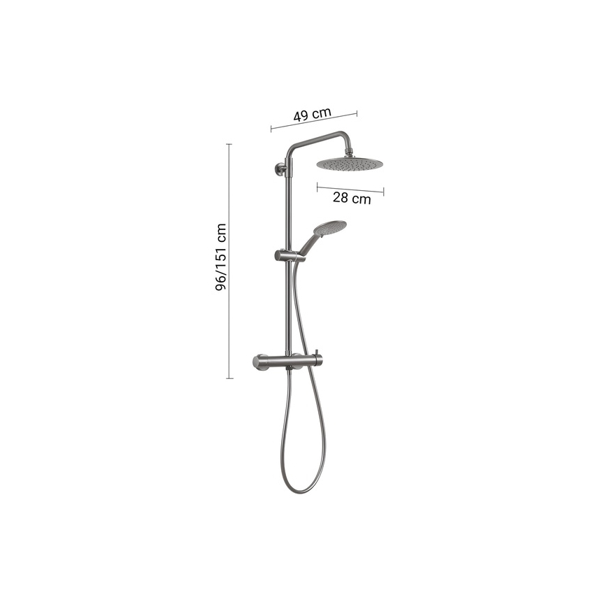 Gedy - STAR PLUS Shower Set with Mixer Tap, Metallic Grey