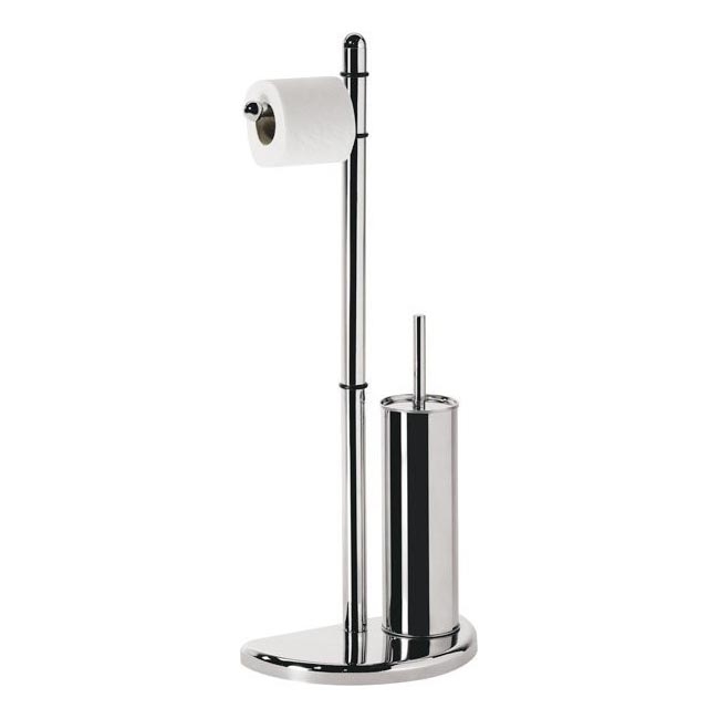 Gedy - Toilet paper and toilet brush holder HIBISCUS shiny chrome