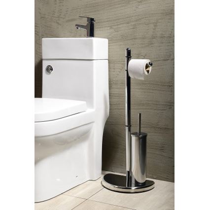 Gedy - Toilet paper and toilet brush holder HIBISCUS shiny chrome