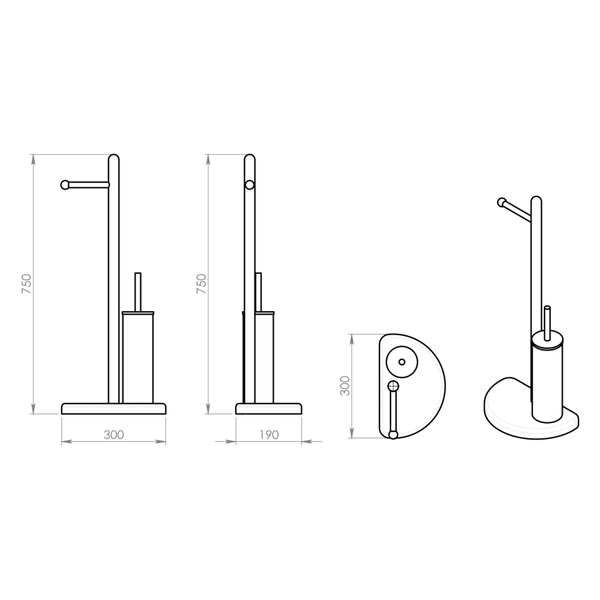 Gedy - Toilet paper and toilet brush holder HIBISCUS shiny chrome