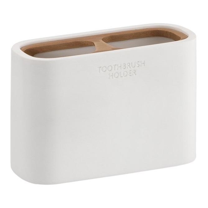 Gedy - Toothbrush holder NINFEA white/bamboo