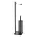 Gedy - TRILLY free-standing toilet brush with toilet paper holder, metallic gray