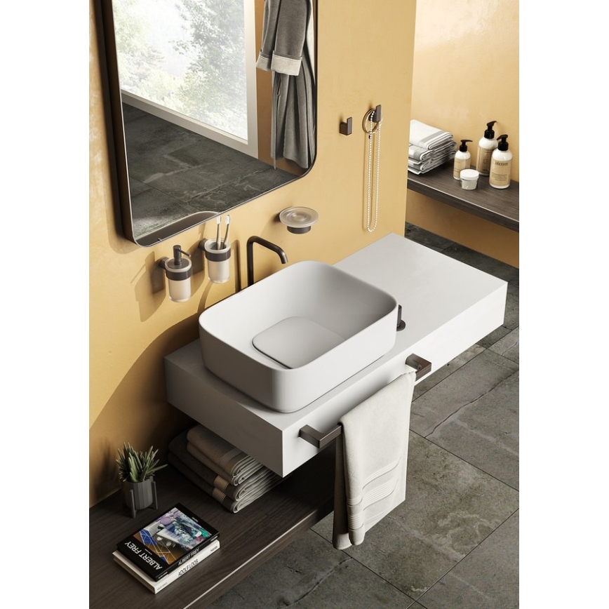 Gedy - Wall mounted soap dish PIRENEI frosted glass/metallic grey