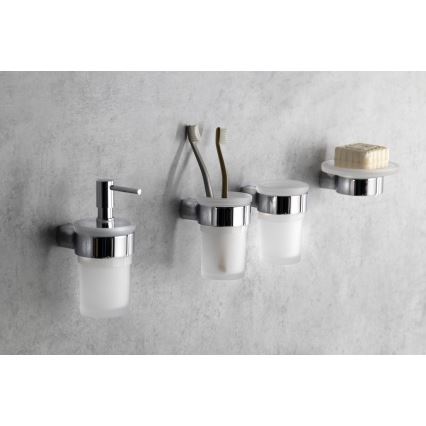 Gedy - Wall-mounted soap dish PIRENEI milk glass/polished chrome