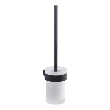 Gedy - Wall-mounted toilet brush PIRENEI matte black/glass satin