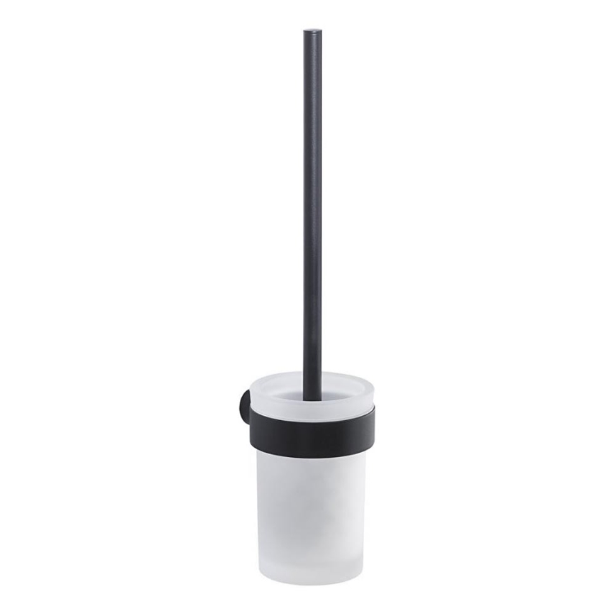 Gedy - Wall-mounted toilet brush PIRENEI matte black/glass satin