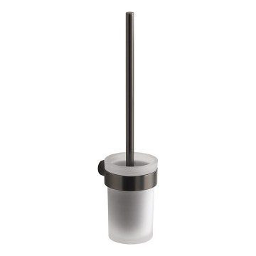 Gedy - Wall-mounted toilet brush PIRENEI opal glass/metallic grey