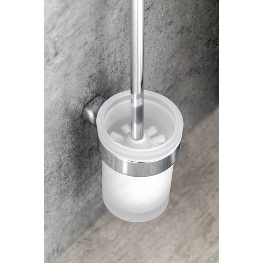 Gedy - Wall-mounted toilet brush PIRENEI shiny chrome/glass satin