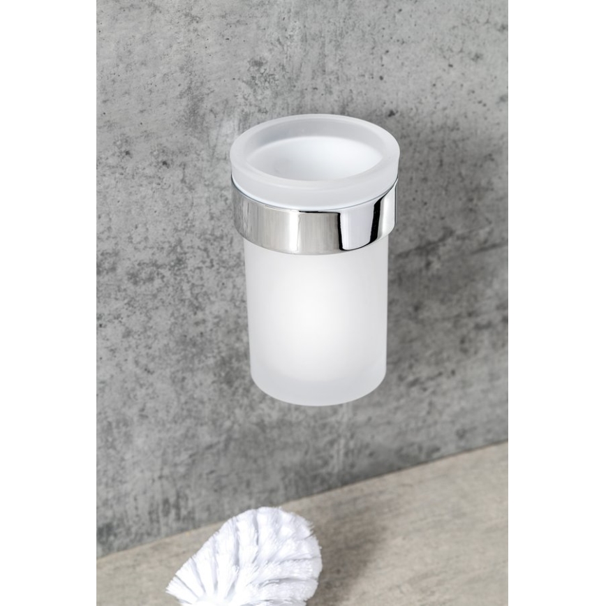 Gedy - Wall-mounted toilet brush PIRENEI shiny chrome/glass satin