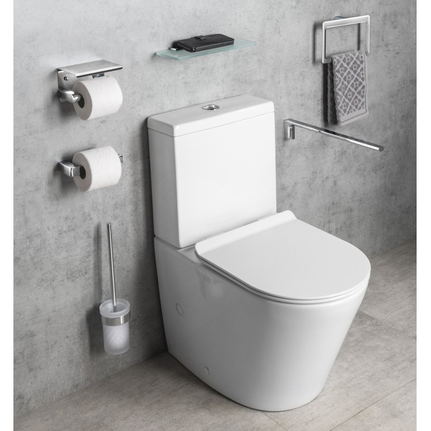 Gedy - Wall-mounted toilet brush PIRENEI shiny chrome/glass satin