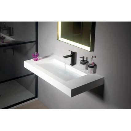 Gedy - Wall-mounted toothbrush holder PIRENEI milky glass/black