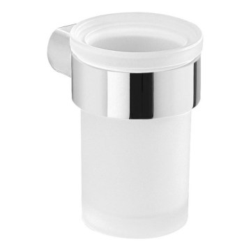 Gedy - Wall-mounted toothbrush holder PIRENEI milky glass/shiny chrome