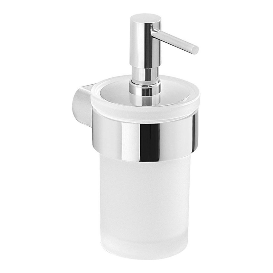 Gedy - Wall soap dispenser PIRENEI 110 mm milky glass/shiny chrome