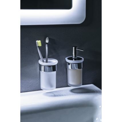 Gedy - Wall soap dispenser PIRENEI 110 mm milky glass/shiny chrome