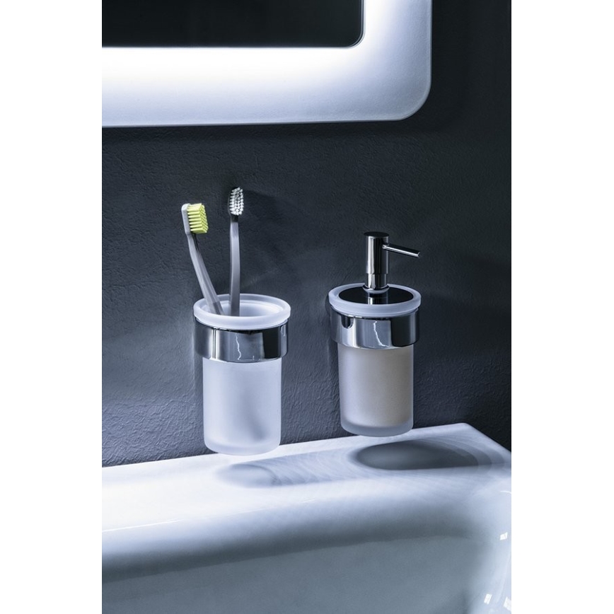 Gedy - Wall soap dispenser PIRENEI 110 mm milky glass/shiny chrome