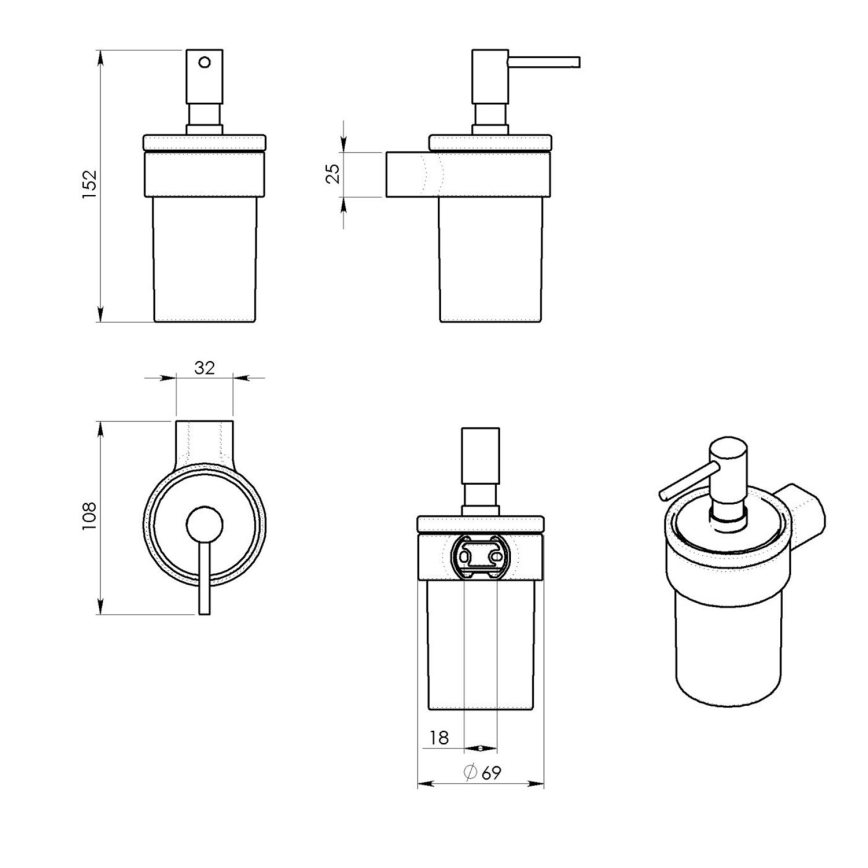 Gedy - Wall soap dispenser PIRENEI 110 mm milky glass/shiny chrome