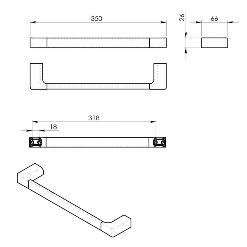 Gedy - Wall towel holder PIRENEI 6,6x35 cm matte black