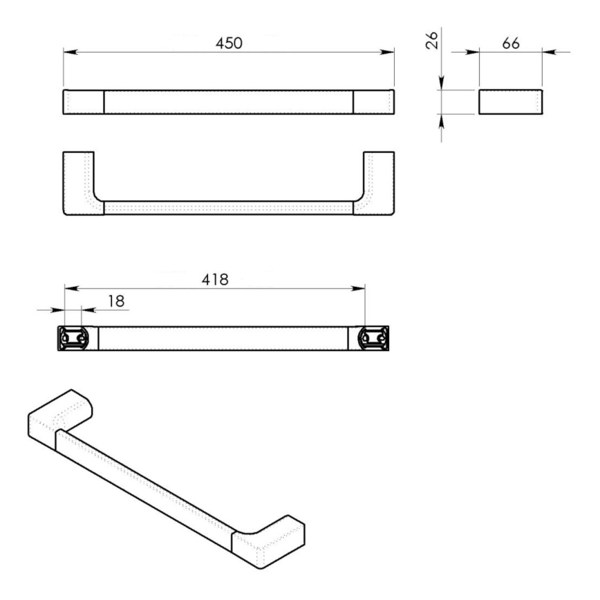 Gedy - Wall towel holder PIRENEI 6,6x45 cm matte black