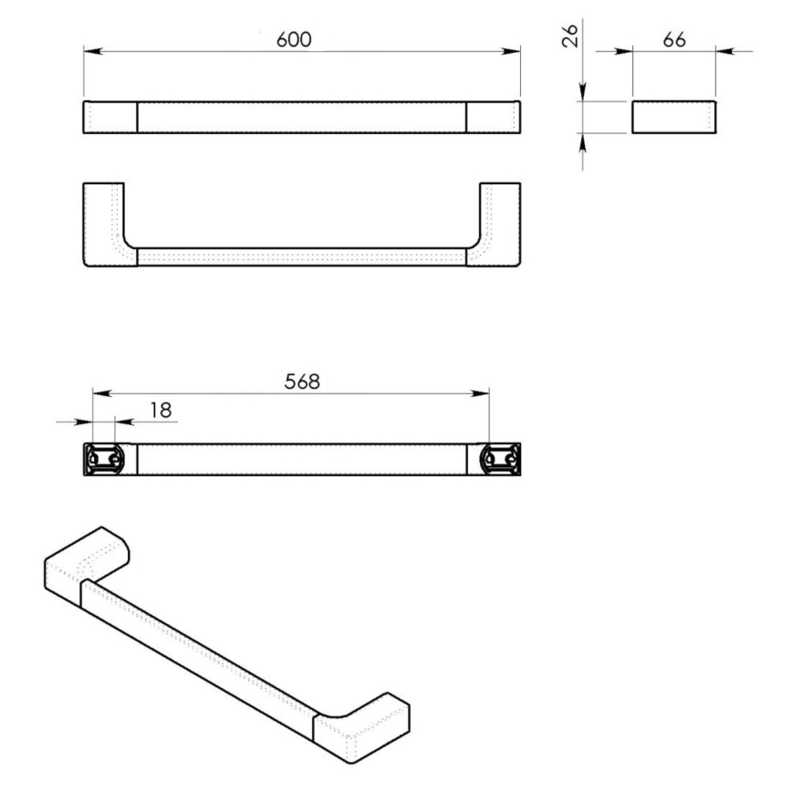 Gedy - Wall towel holder PIRENEI 6,6x60 cm shiny chrome