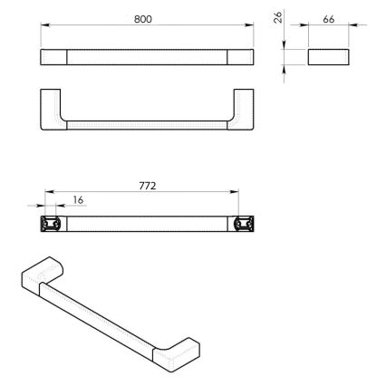 Gedy - Wall towel holder PIRENEI 6,6x80 cm shiny chrome