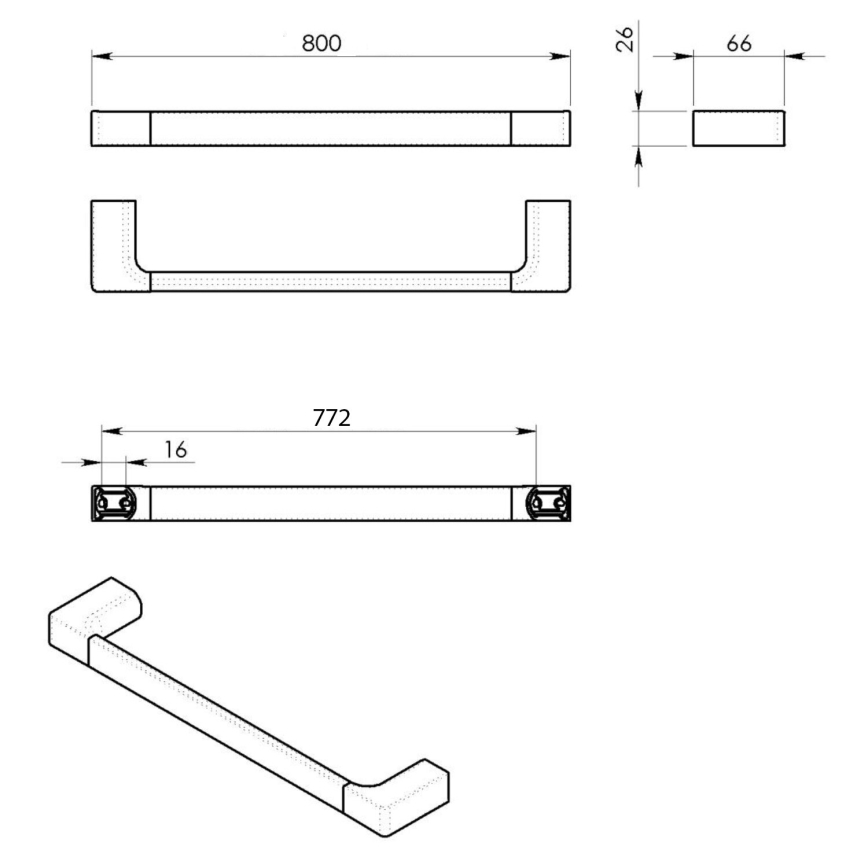 Gedy - Wall towel holder PIRENEI 6,6x80 cm shiny chrome