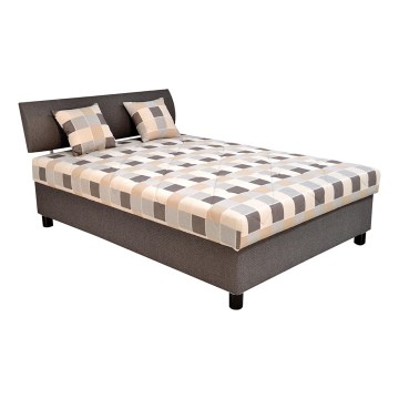 GEORGE Upholstered Bed with Storage and Mattress, 140 x 200 cm, Brown