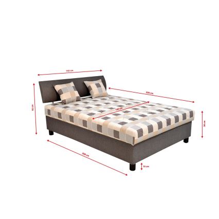 GEORGE Upholstered Bed with Storage and Mattress, 140 x 200 cm, Brown