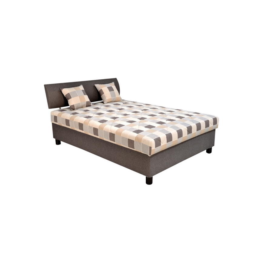 GEORGE Upholstered Bed with Storage and Mattress, 140x200 cm, Brown