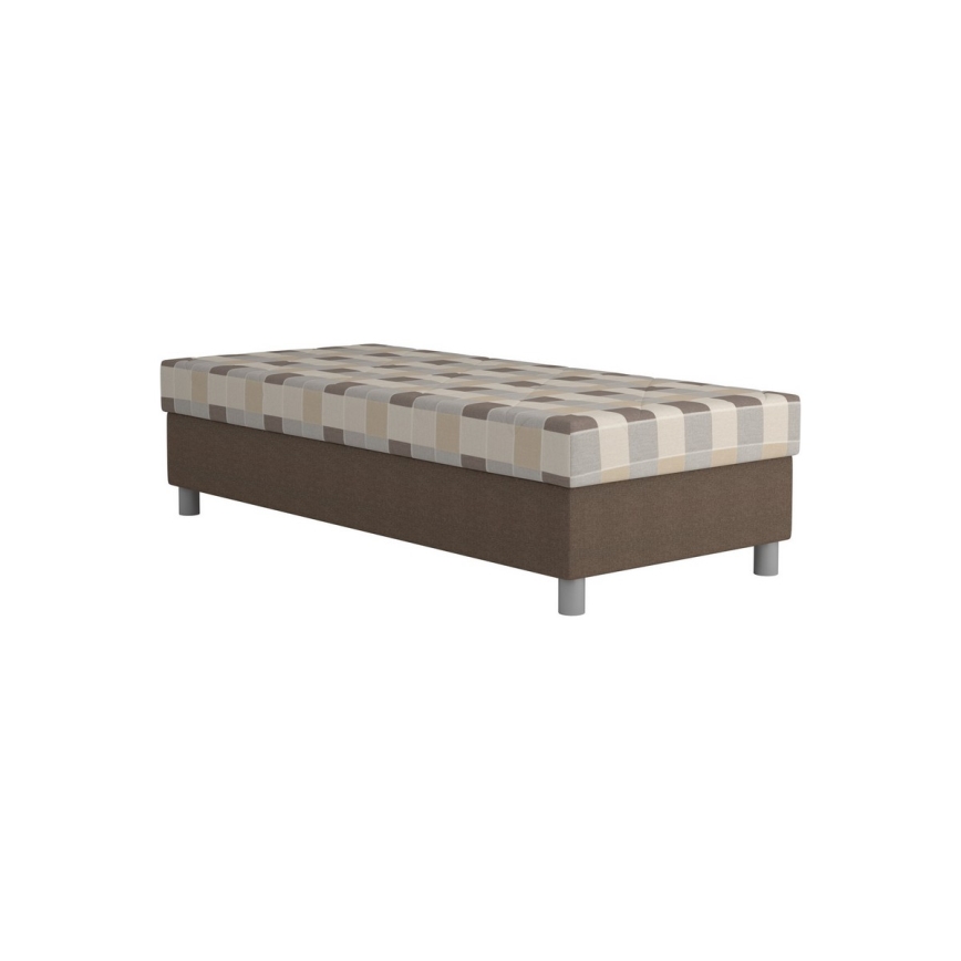 GEORGE Upholstered Bed with Storage and Mattress, 90 x 200 cm, Brown