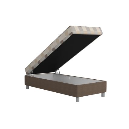 GEORGE Upholstered Bed with Storage and Mattress, 90 x 200 cm, Brown