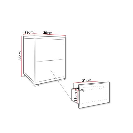 GESITA bedside table 38 x 30 cm Cremona Oak