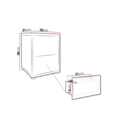 GESITA Bedside Table 38x30 cm Cashmere