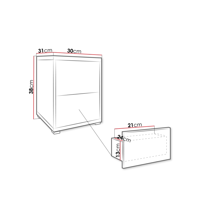 GESITA Bedside Table 38x30 cm Cashmere