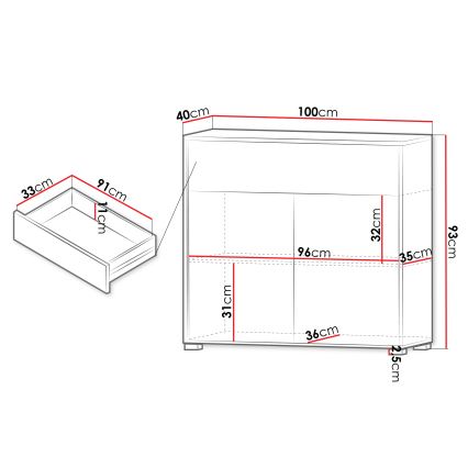 GESITA White Chest of Drawers, 93 x 100 cm