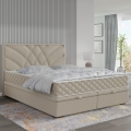 GINA Upholstered Bed with Mattresses and Storage, 180 x 200 cm, Beige