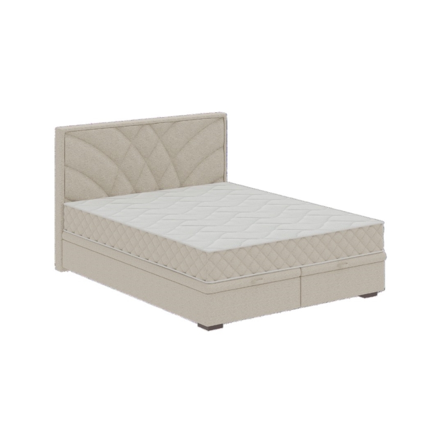 GINA Upholstered Bed with Mattresses and Storage, 180 x 200 cm, Beige