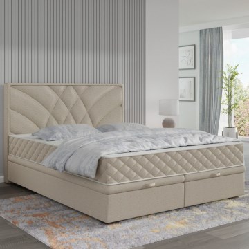GINA upholstered bed with mattresses and storage, 180x200 cm, beige