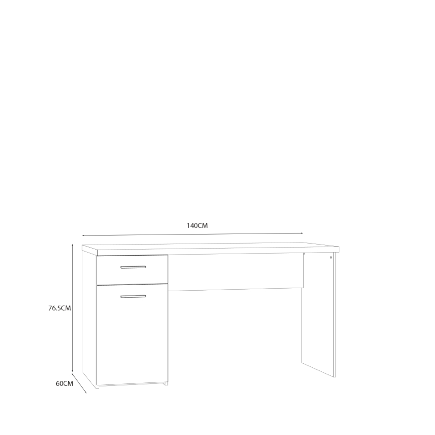 GINO Writing Desk, White/Sonoma Oak
