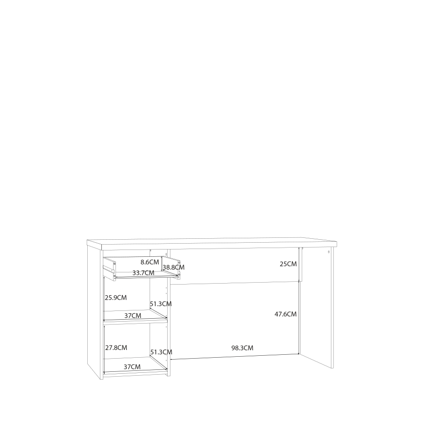 GINO Writing Desk, White/Sonoma Oak